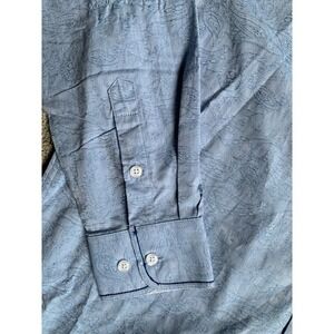 NWT Panhandle Rough Stock Blue Paisley Flip Cuff Men's LS Shirt Western Medium